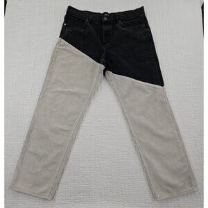 Nova Men 3/4 White Corduroy Jeans Men's 36x30 Black Straight Leg Relaxed Fit EUC